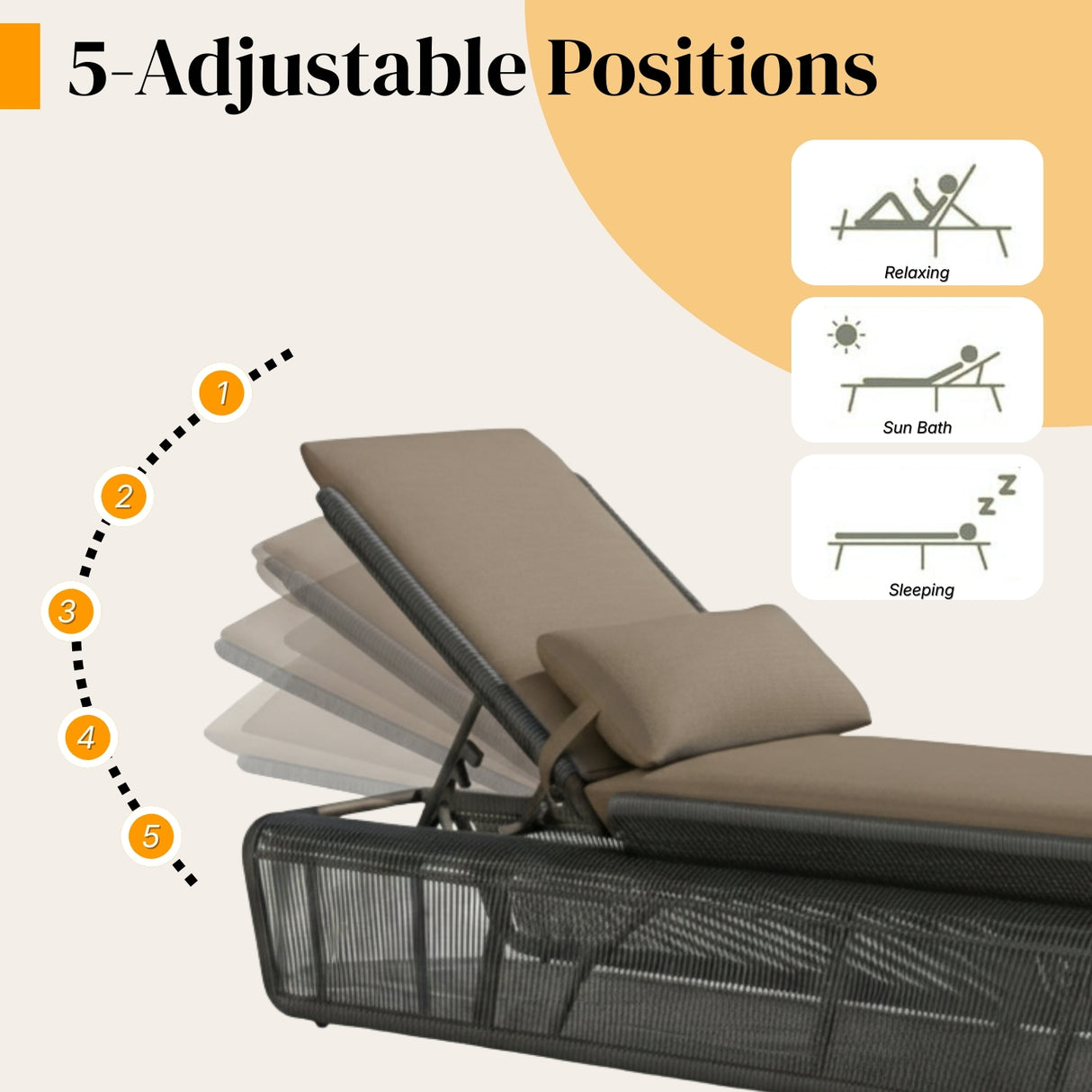 Outdoor Rope Lounge Chair With 2-Tier Table