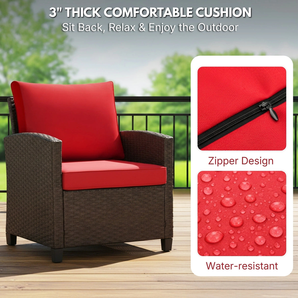 3-Piece Outdoor Rattan Wicker Patio Set