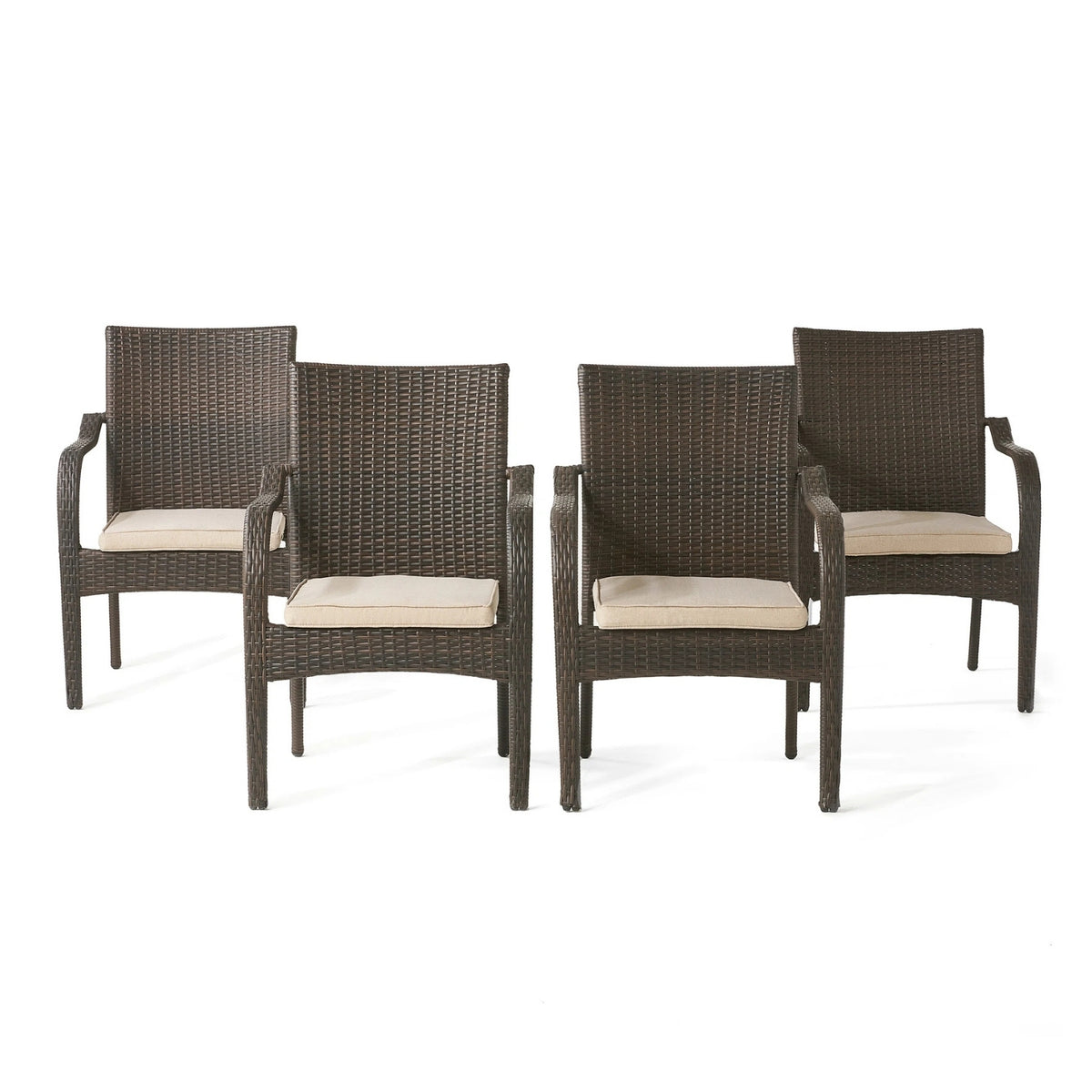 4-Piece Outdoor Rattan Wicker Patio Dining Chairs
