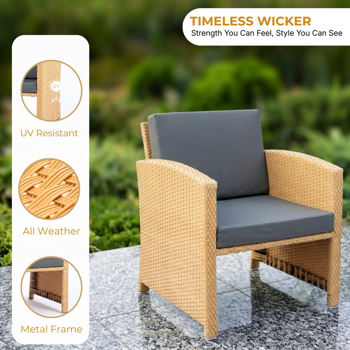 Outdoor 5 Piece Patio Wicker All Weather Sectional Furniture Set