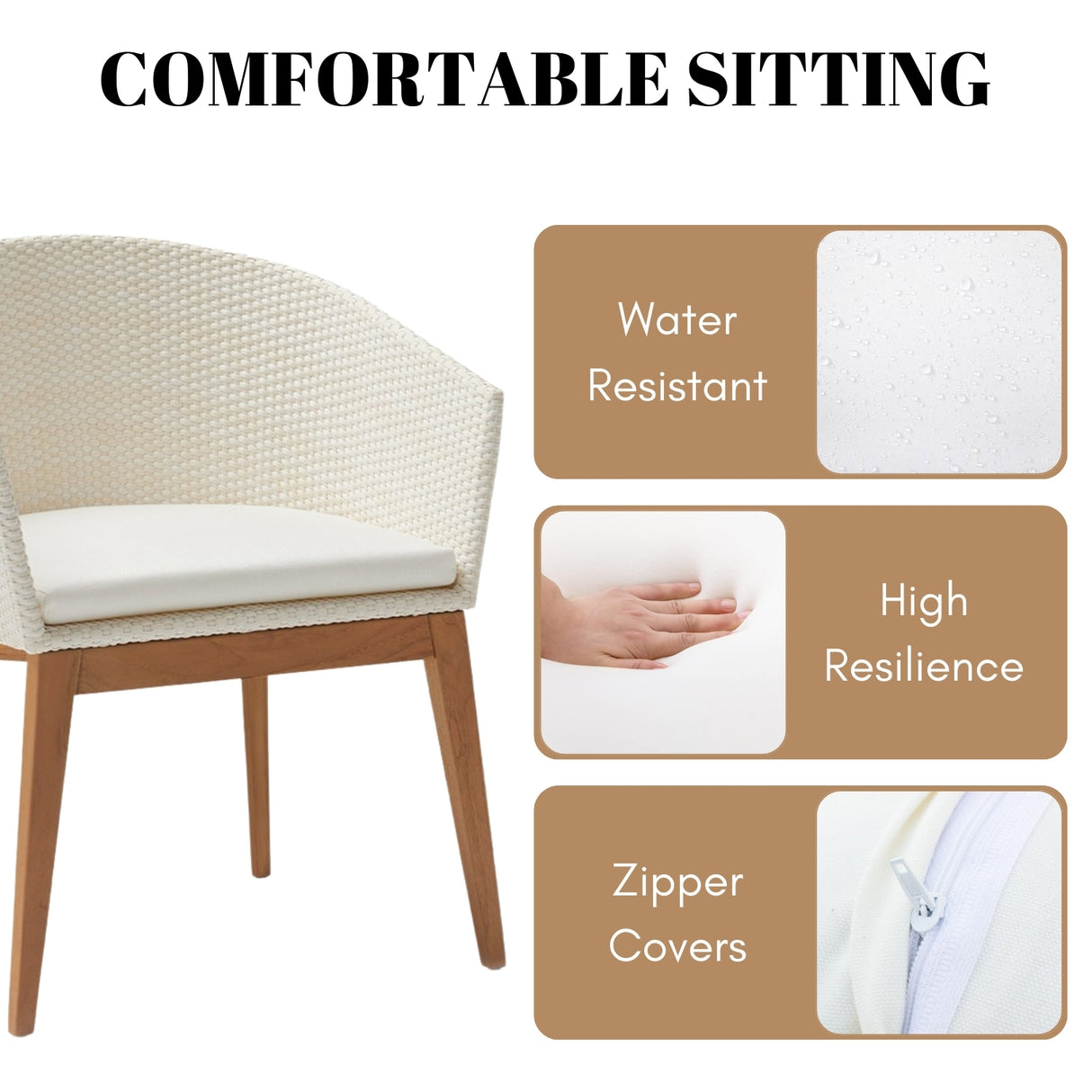 Outdoor All-Weather Resistant Rattan Wicker 5-Piece Dining Set (White)