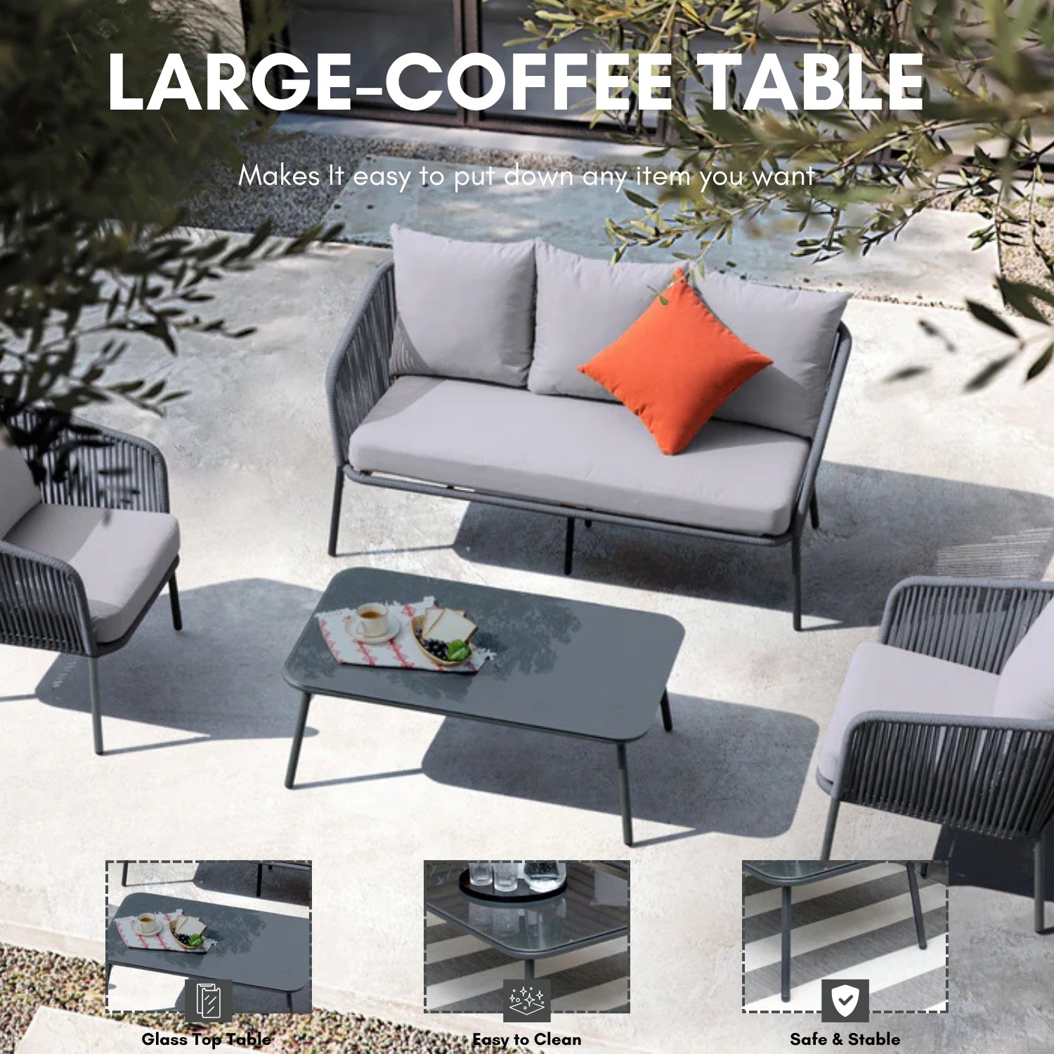 5-Seater Outdoor All-Weather Rope Sofa Set