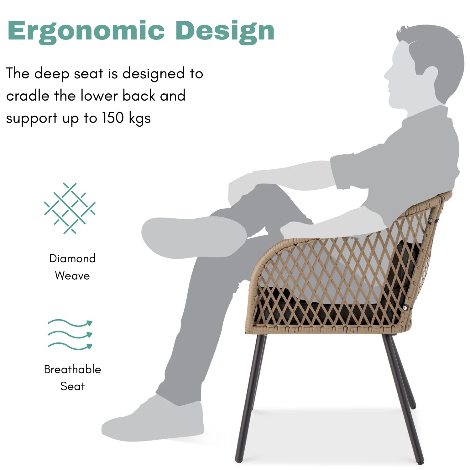 Outdoor Wicker 3-Piece Patio Set