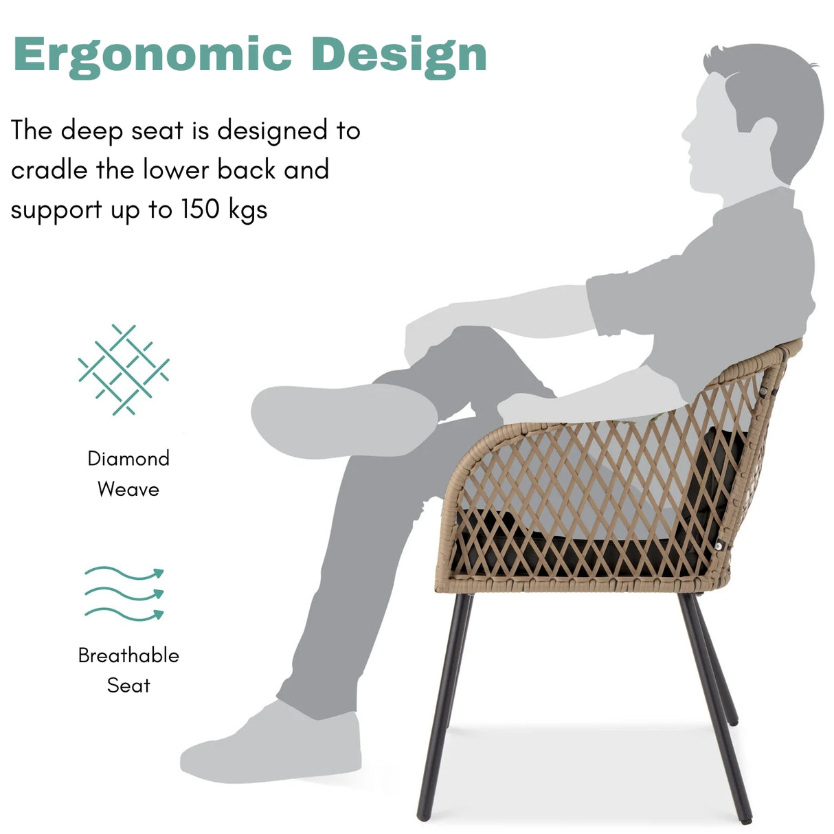 Outdoor Wicker 3-Piece Patio Set