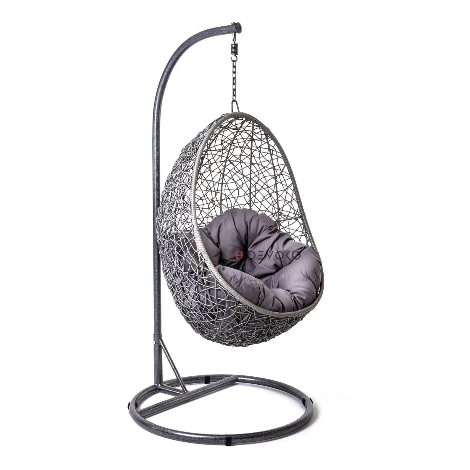 Single Seater Rattan & Wicker Swing (Grey)