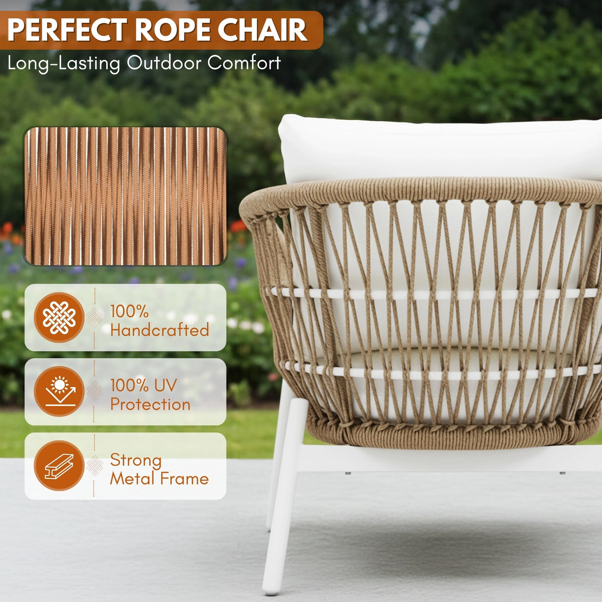Outdoor 4 Seater Rope Conversation Sofa Set