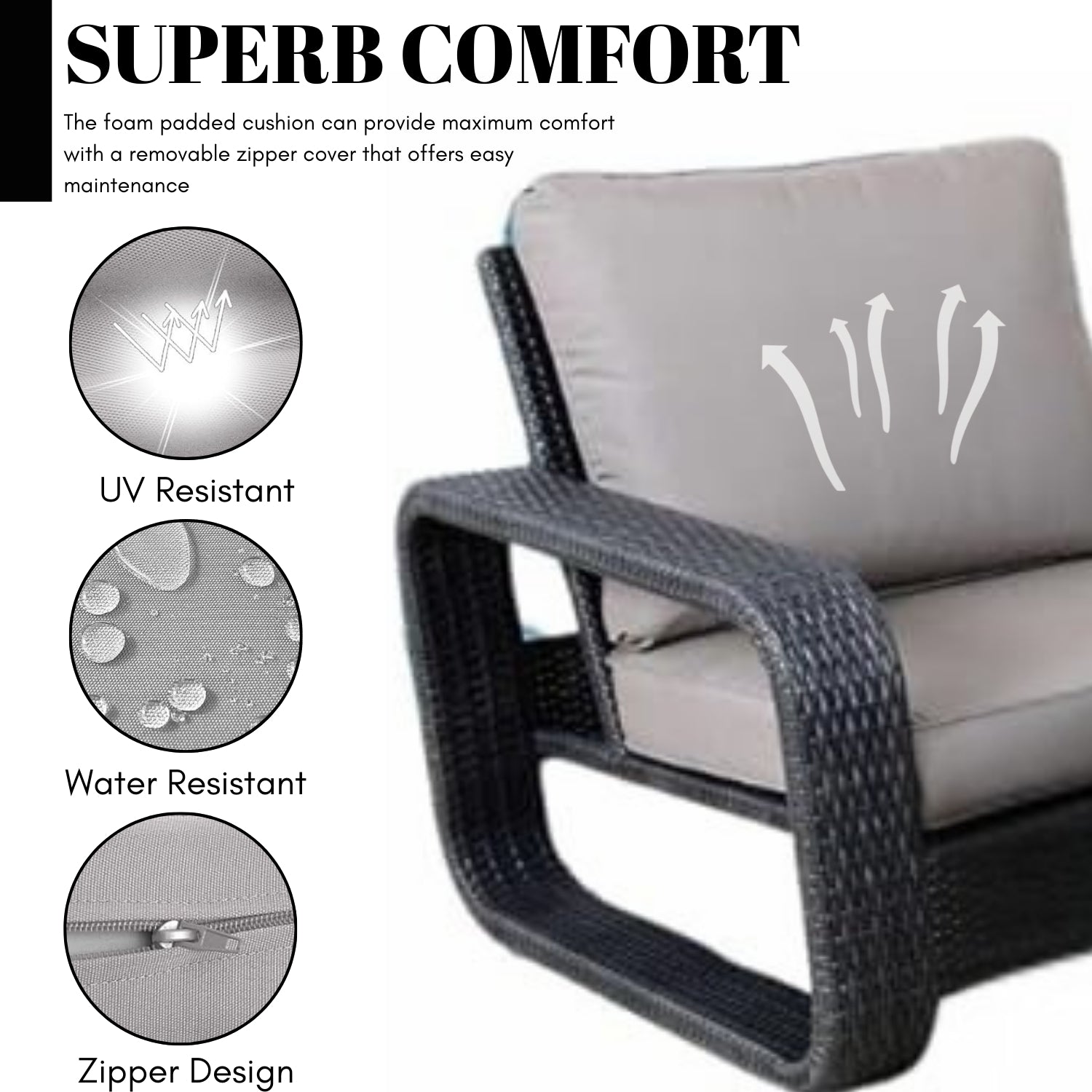 4-Piece Outdoor Rattan Wicker Patio Sofa Set & Glass Top Table