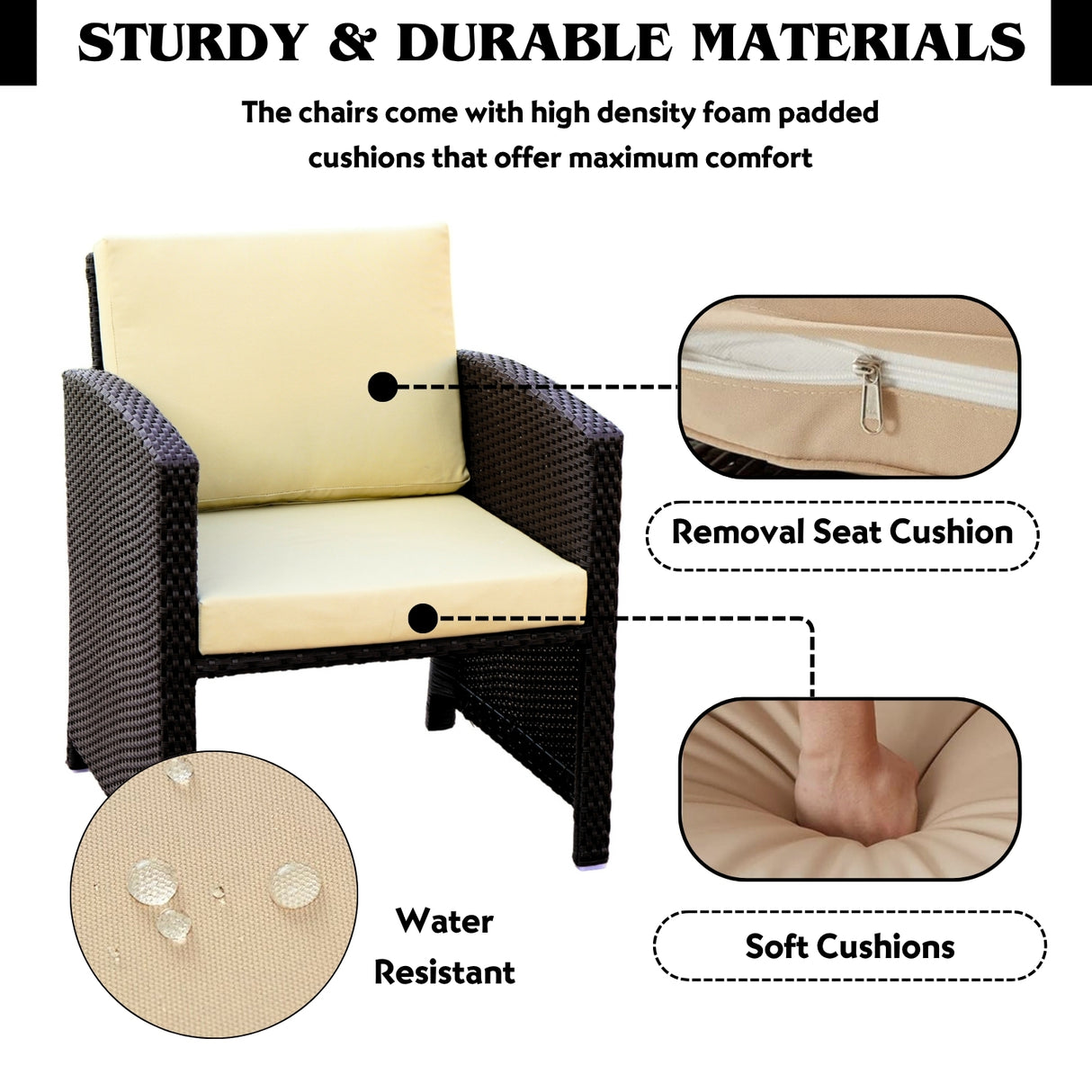 Outdoor 5 Piece Patio Wicker All Weather Sectional Furniture Set