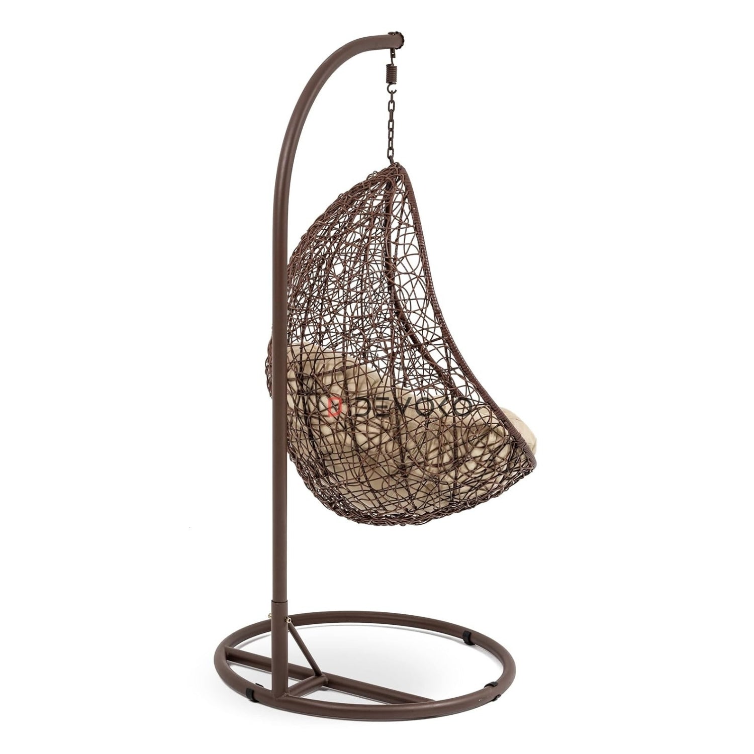 Single Seater Rattan & Wicker Swing (Brown & Cream)