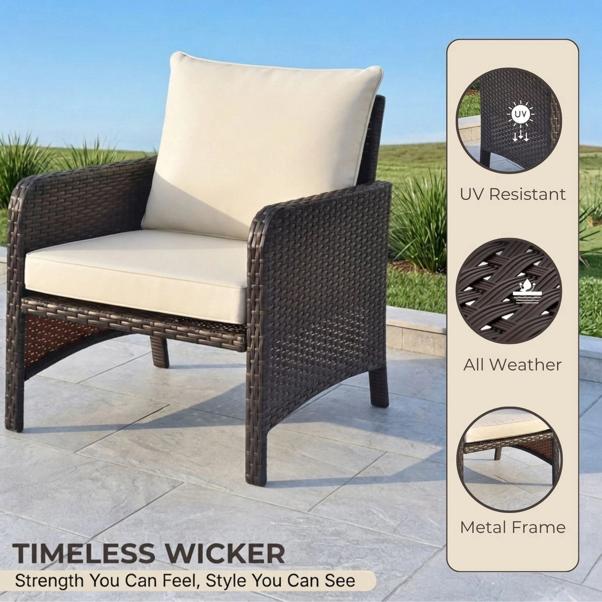 Outdoor 5 Piece Patio Wicker Furniture Set