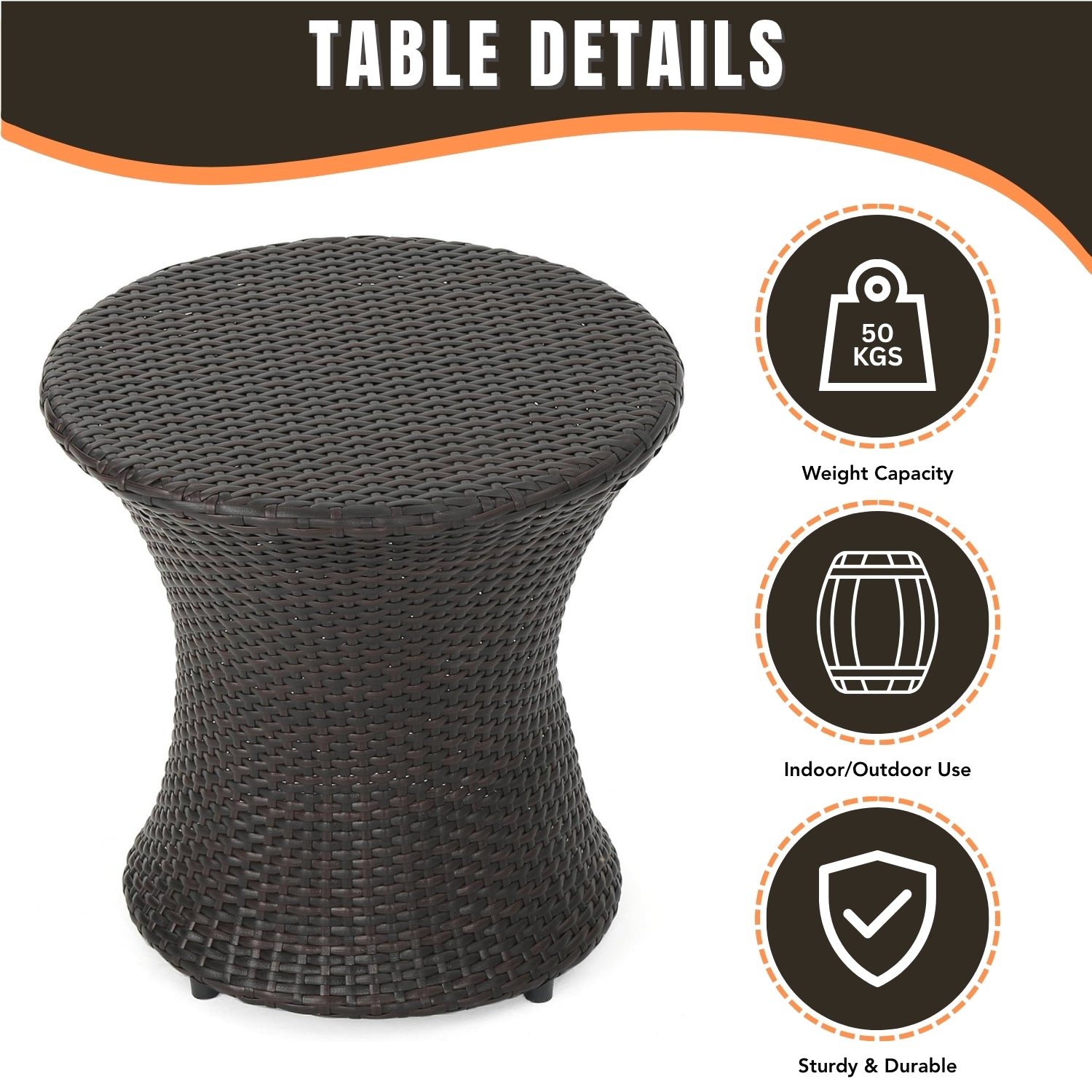 Outdoor Wicker Round Patio End Table