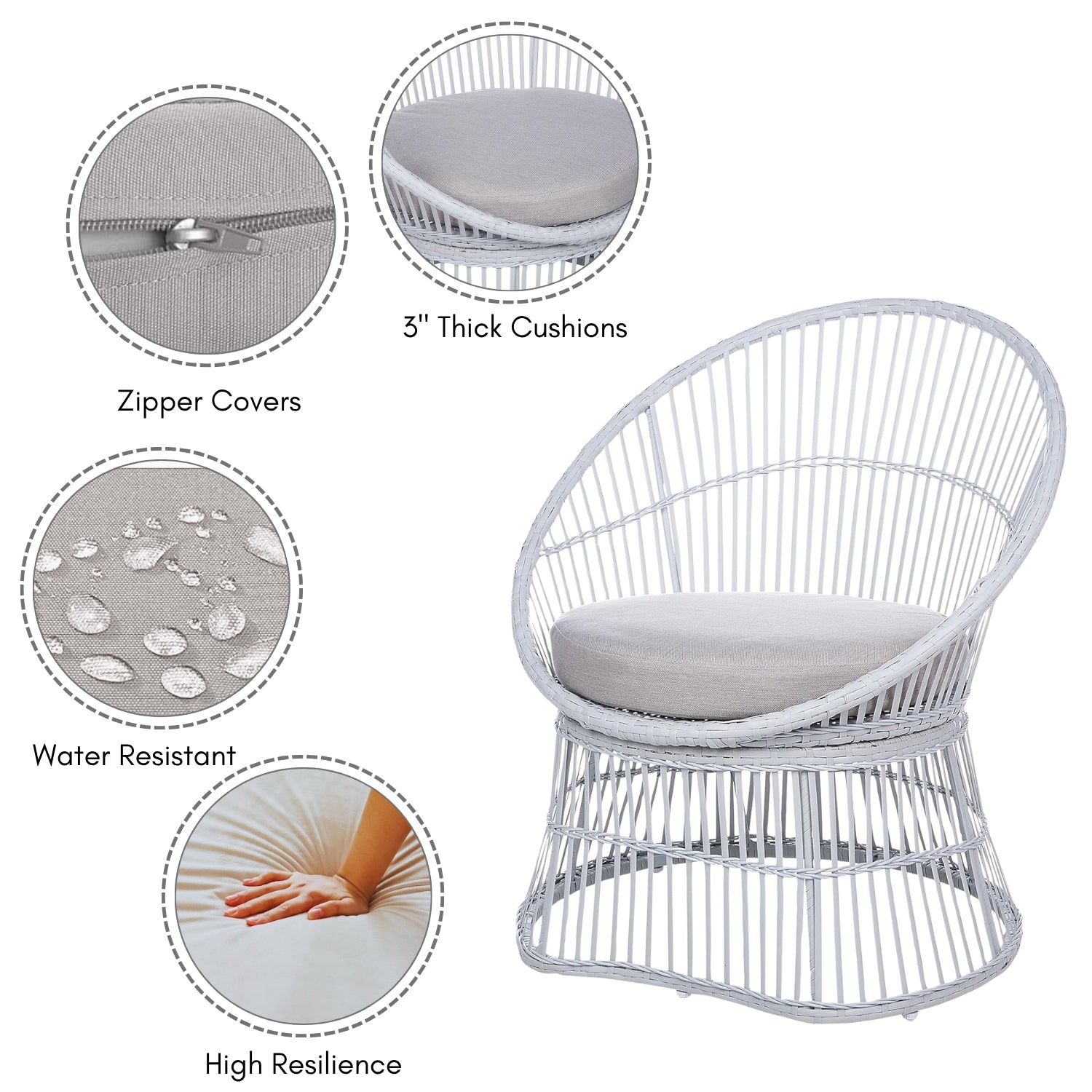 Outdoor Rope Patio Set with Glass Top Table