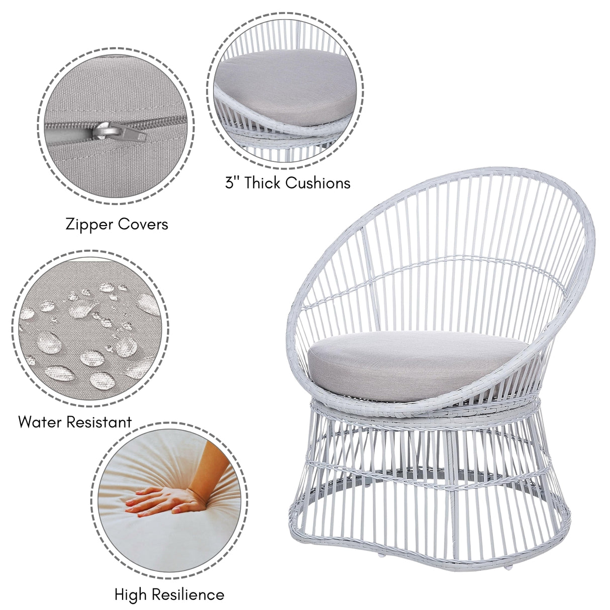 Outdoor Rope Patio Set with Glass Top Table