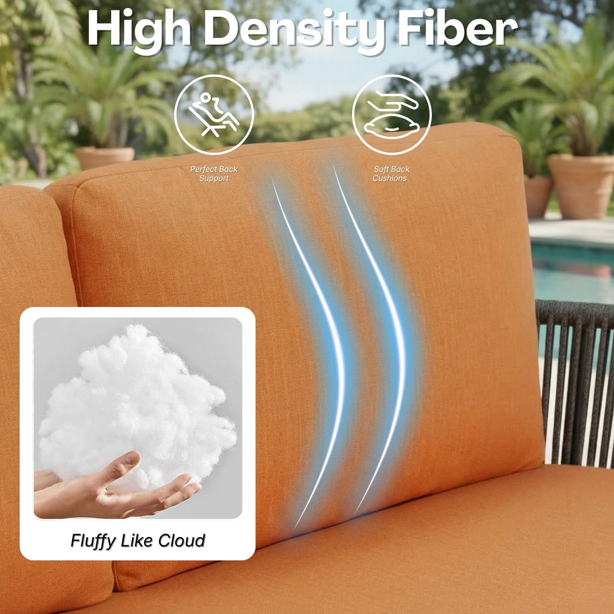 4-Piece Outdoor Rope Patio Furniture Set with Glass Top Table (Grey & Orange)