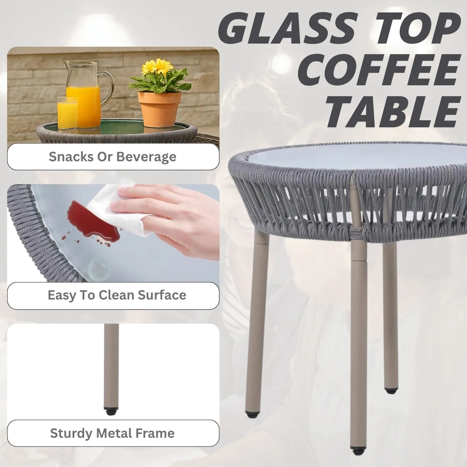 3-Piece Rope Patio Set - Perfect for Outdoor