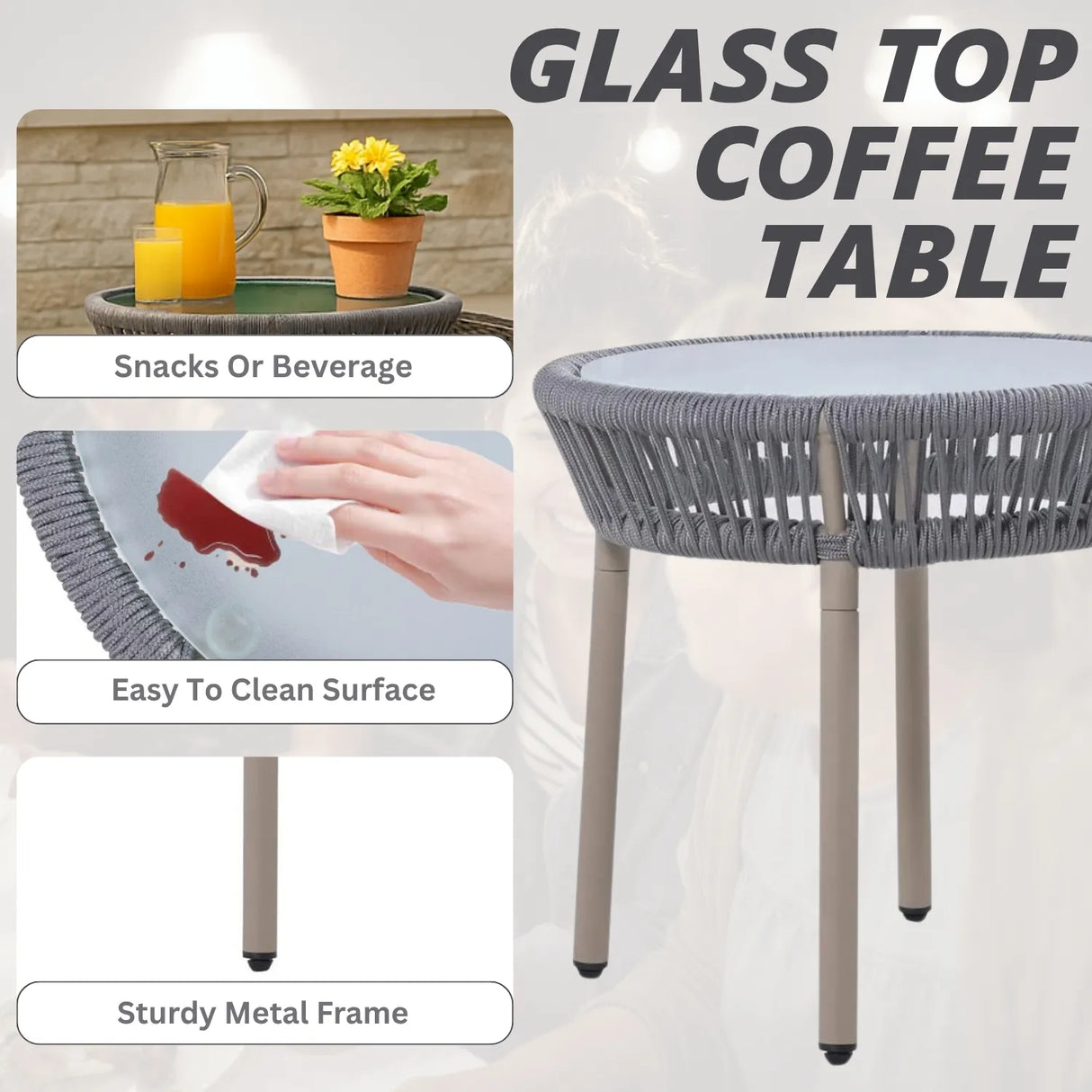 3-Piece Rope Patio Set - Perfect for Outdoor