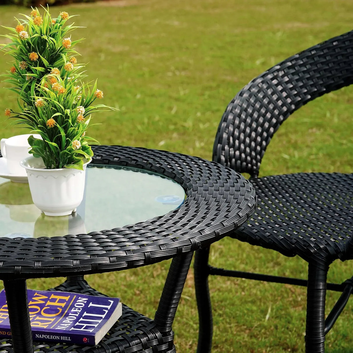 5-Piece Outdoor Rattan Wicker Patio Bistro Set