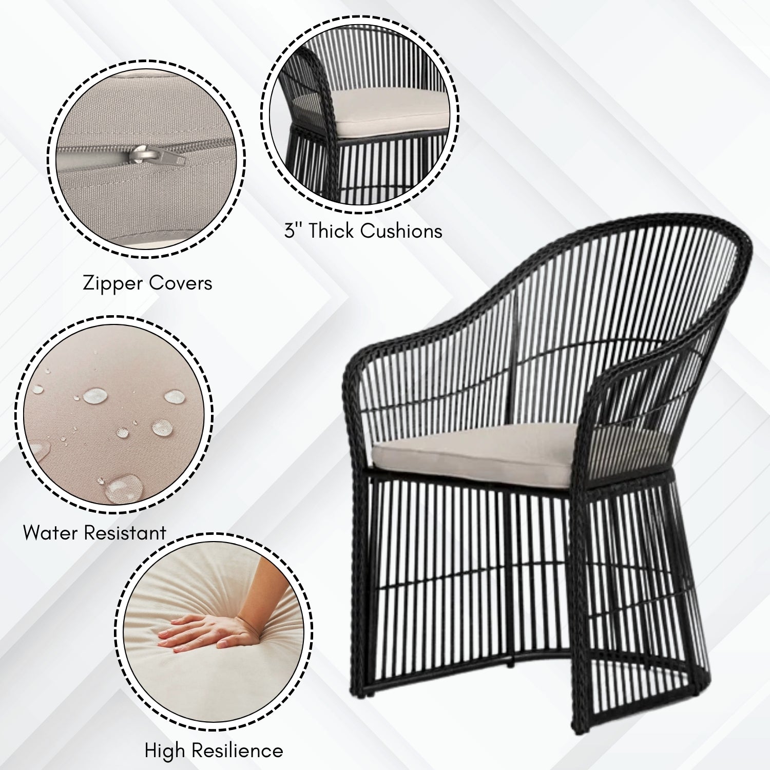 3-Piece Outdoor Rattan Wicker Patio Set