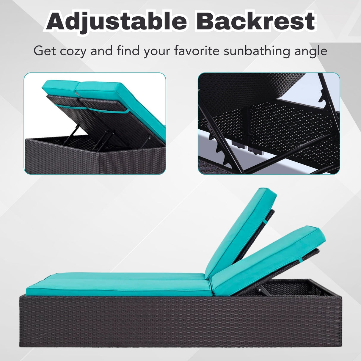 Outdoor All-Weather Rattan Wicker Chaise Lounge Chair Set of 2