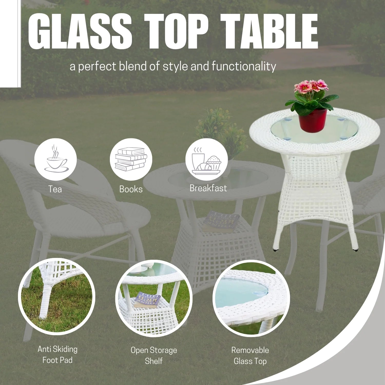 3-Piece Outdoor Rattan Wicker Patio Bistro Set