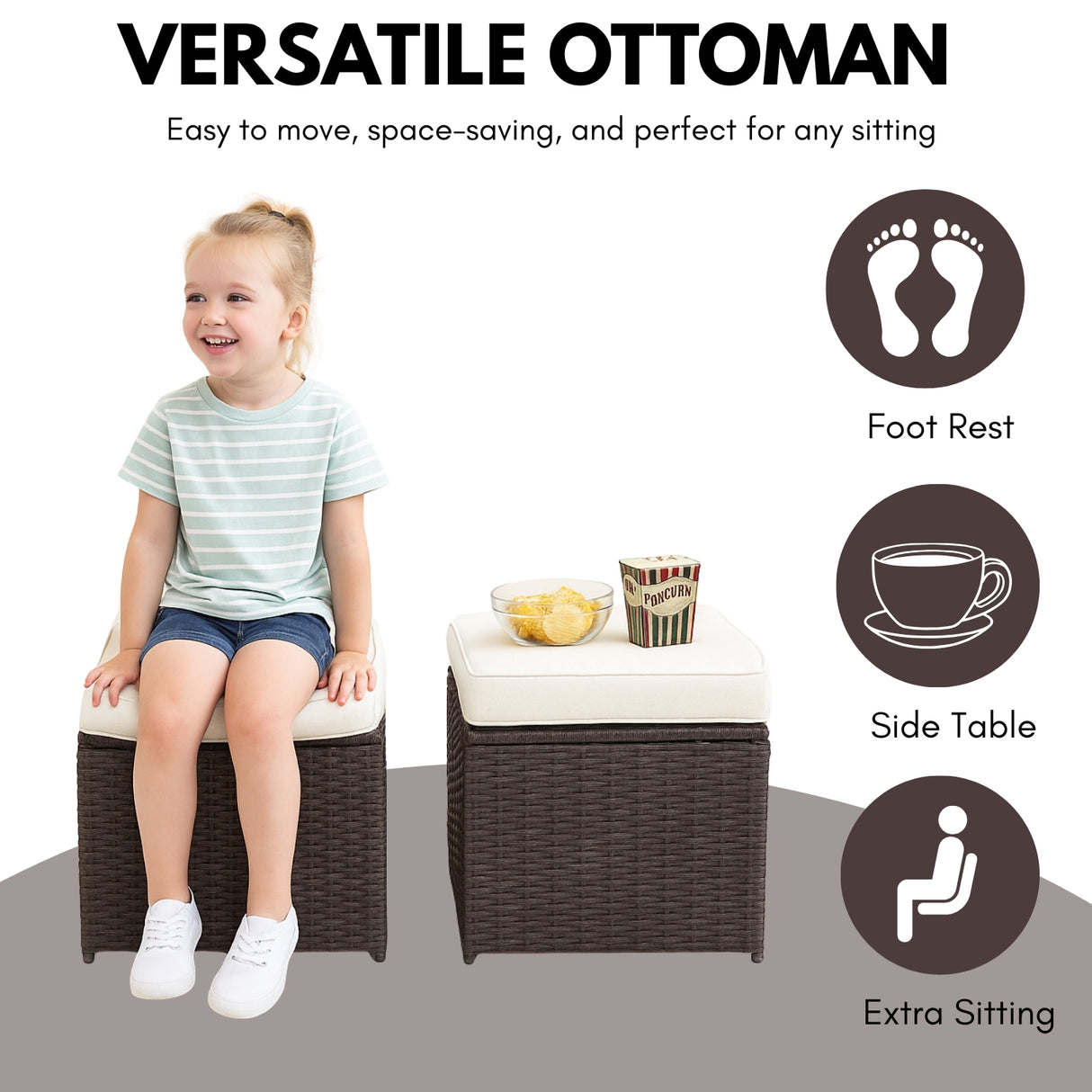 6 Piece Outdoor Wicker Conversation Furniture Set