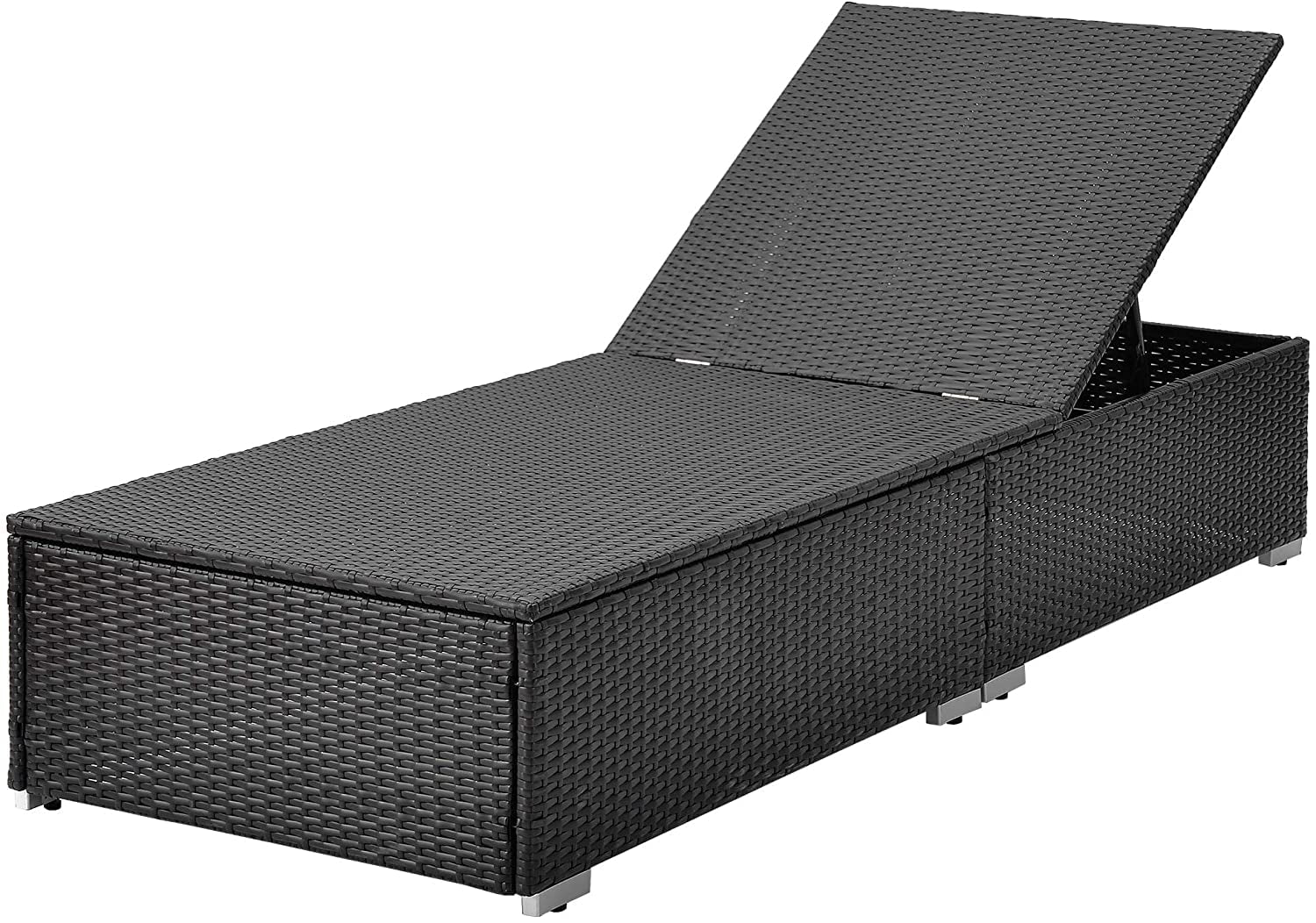 Outdoor All-Weather Rattan Wicker Lounger (Dark Brown & Cream)