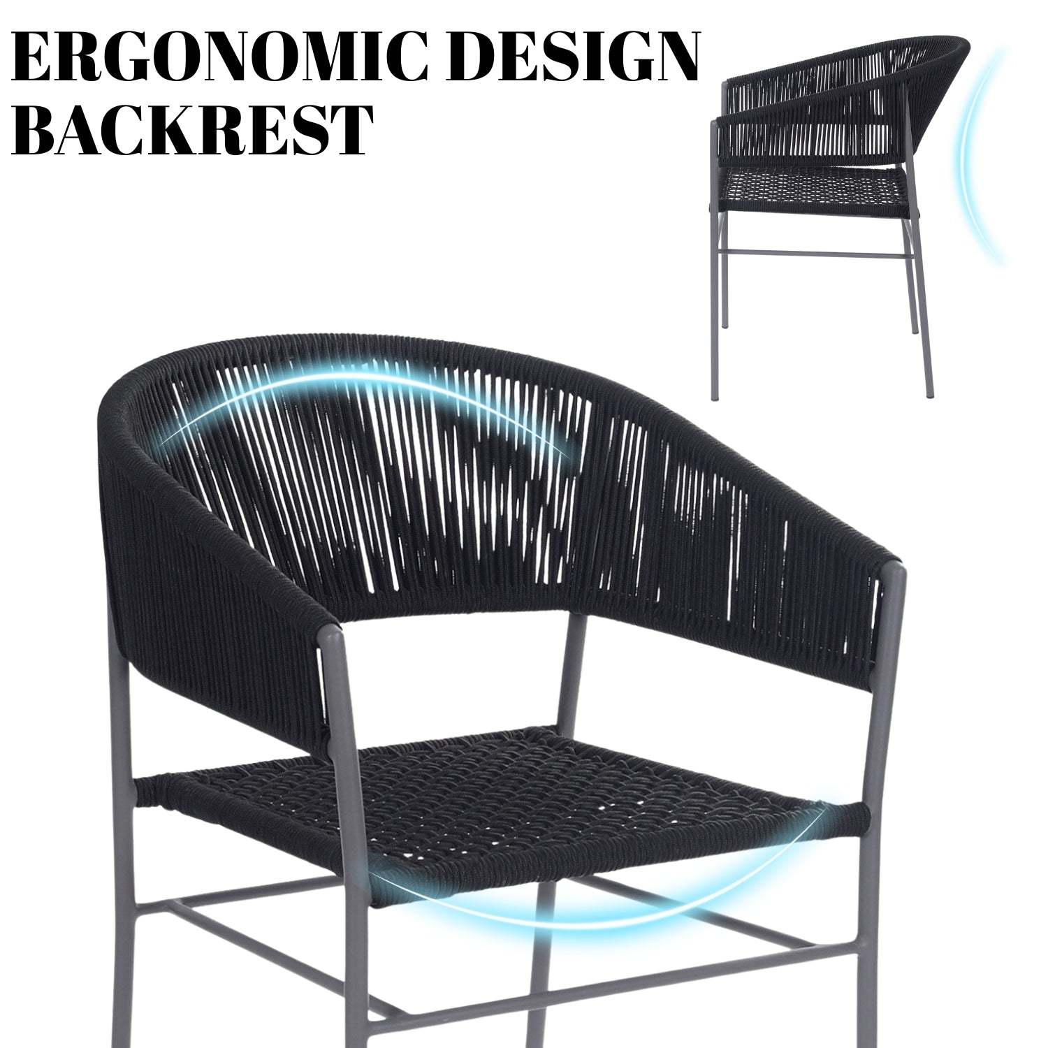 3-Piece Grey Rope Outdoor Patio Set