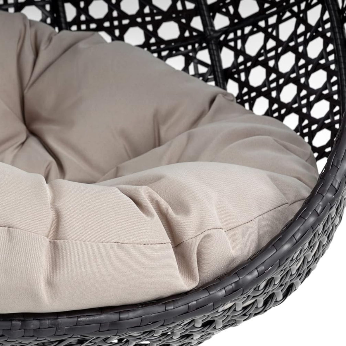 Single Seater Rattan & Wicker Swing (Dark Brown and Cream)