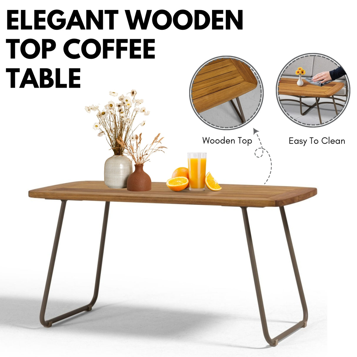 Outdoor Rope Loveseat Sofa Set With Wooden Top Table