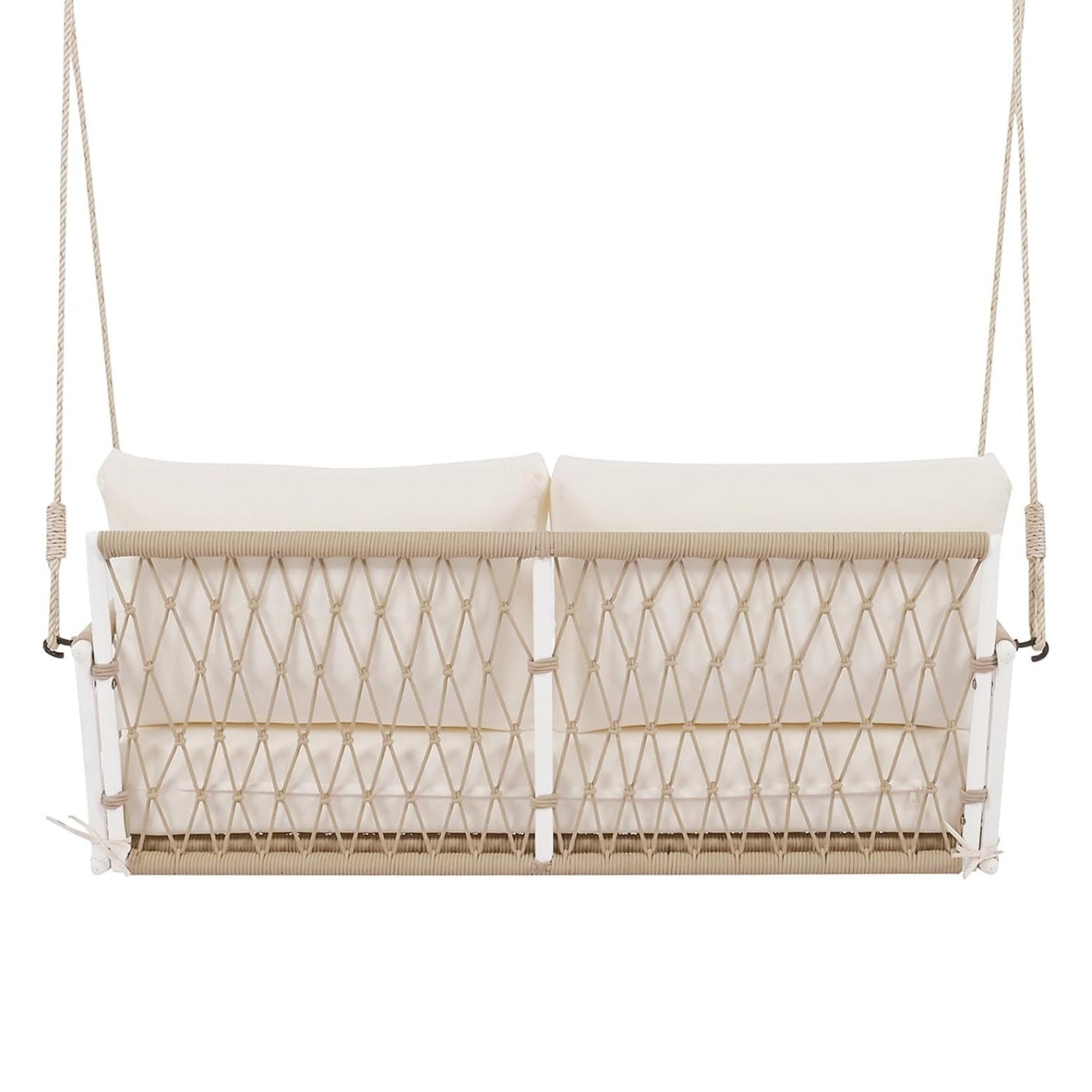 Outdoor Rope Swing 2-Person Hanging Chair, Weatherproof Porch Swing