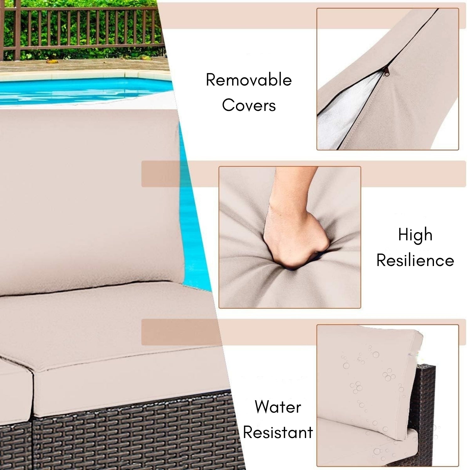 2-Piece Outdoor Wicker Armless Sofa