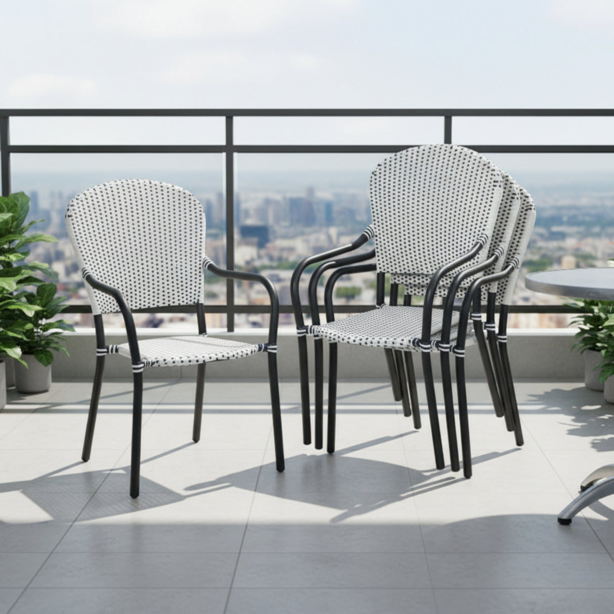 4-Piece Outdoor Rattan Wicker Patio Chairs