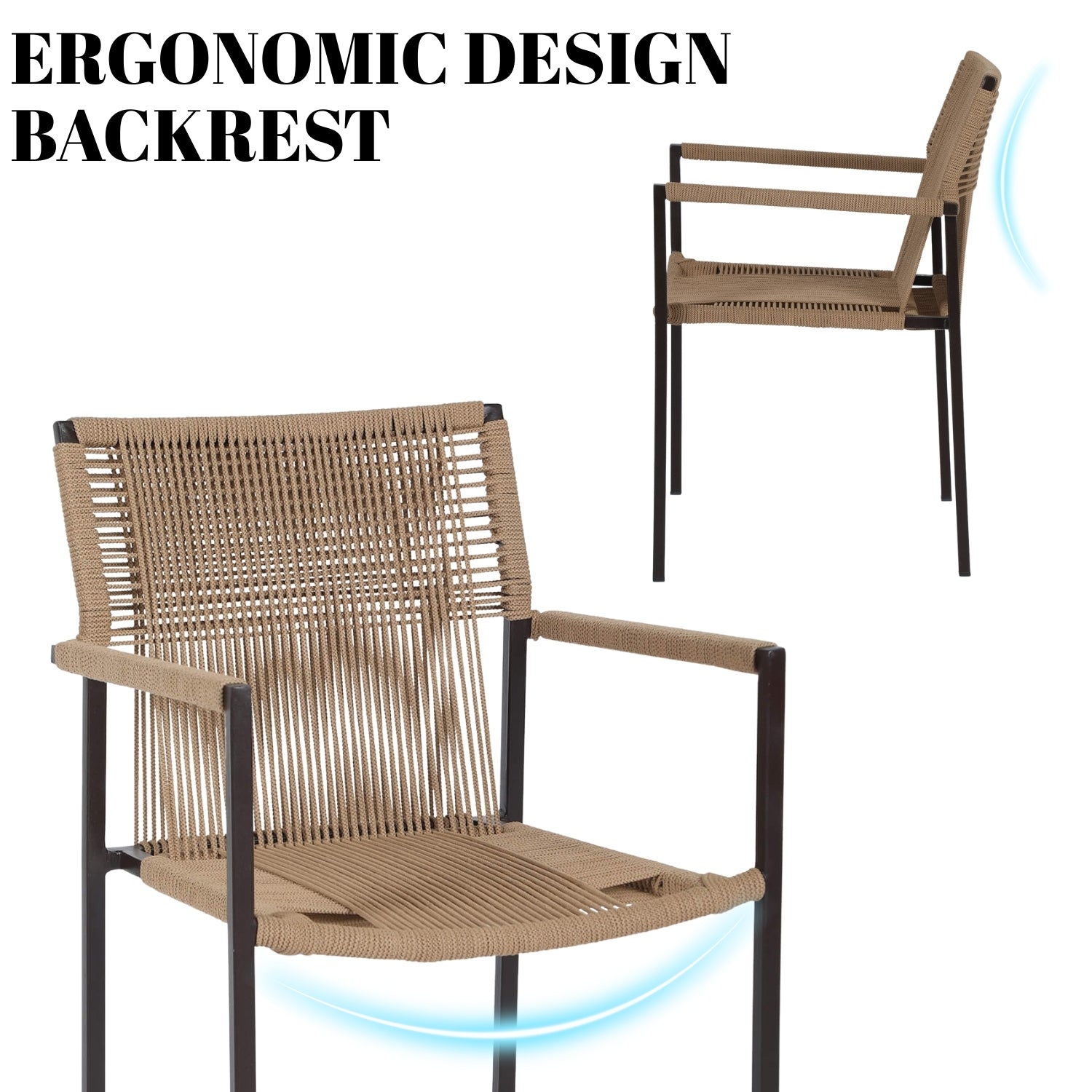 Outdoor Rope 3-Piece Patio Set (Beige)