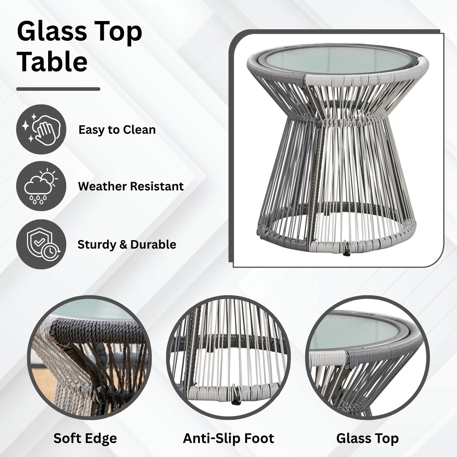 Outdoor Rope Double Tone 3-Piece Patio Set