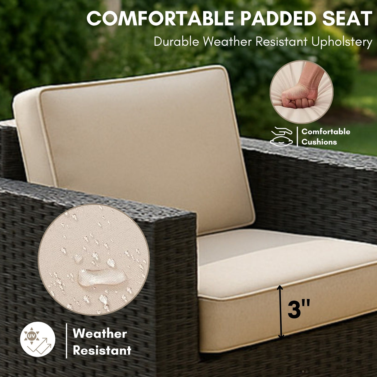 Outdoor 5 Piece HDPE Wicker Conversation Sofa Set