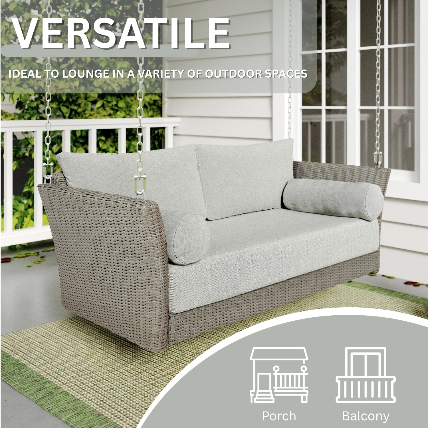 Outdoor Rattan Wicker Hanging Swing Chair with Cushion