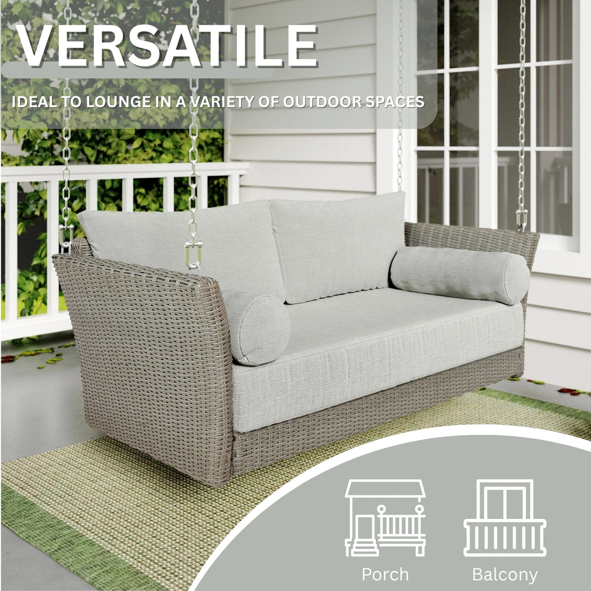 Outdoor Rattan Wicker Hanging Swing Chair with Cushion