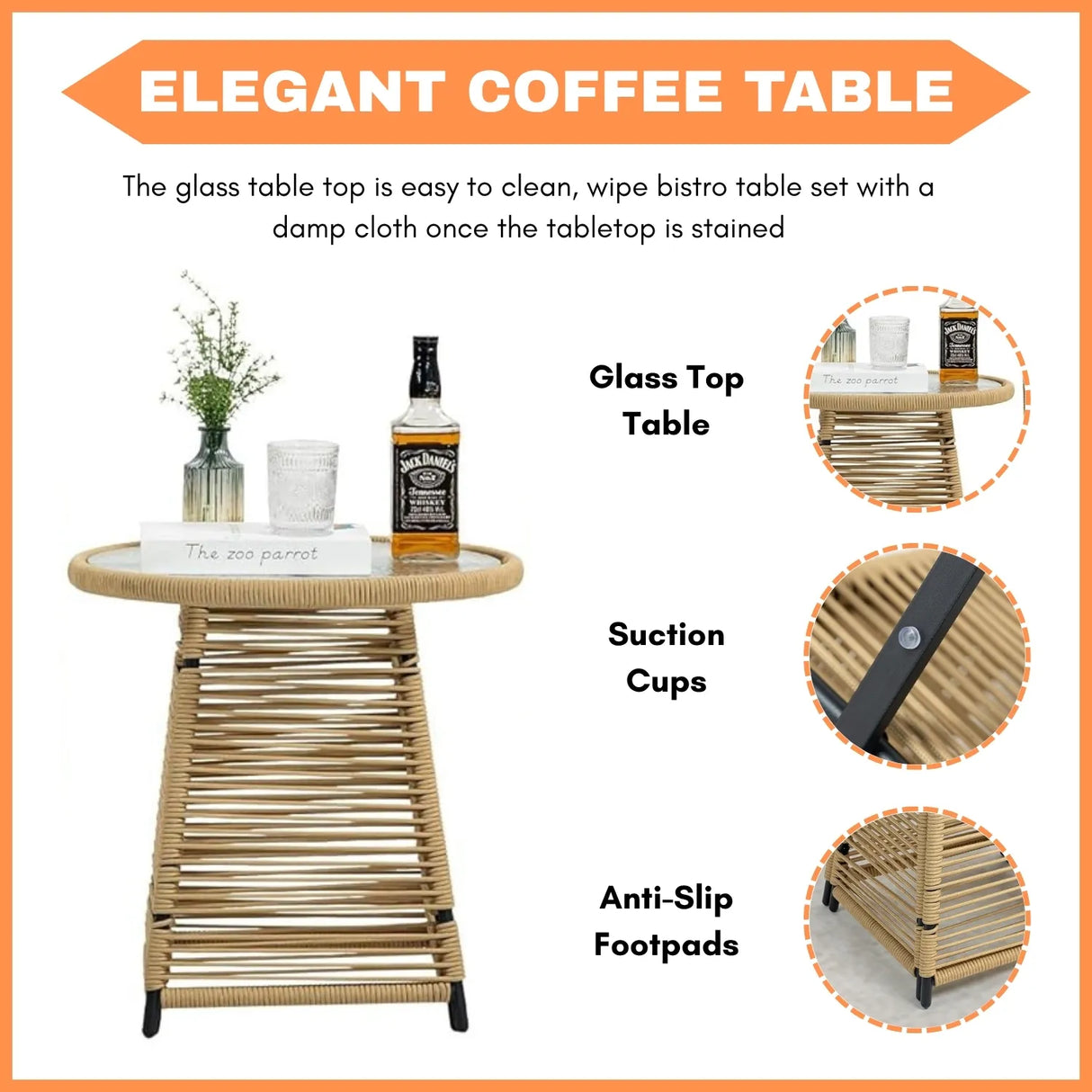 Outdoor Rope 3-Piece Patio Set