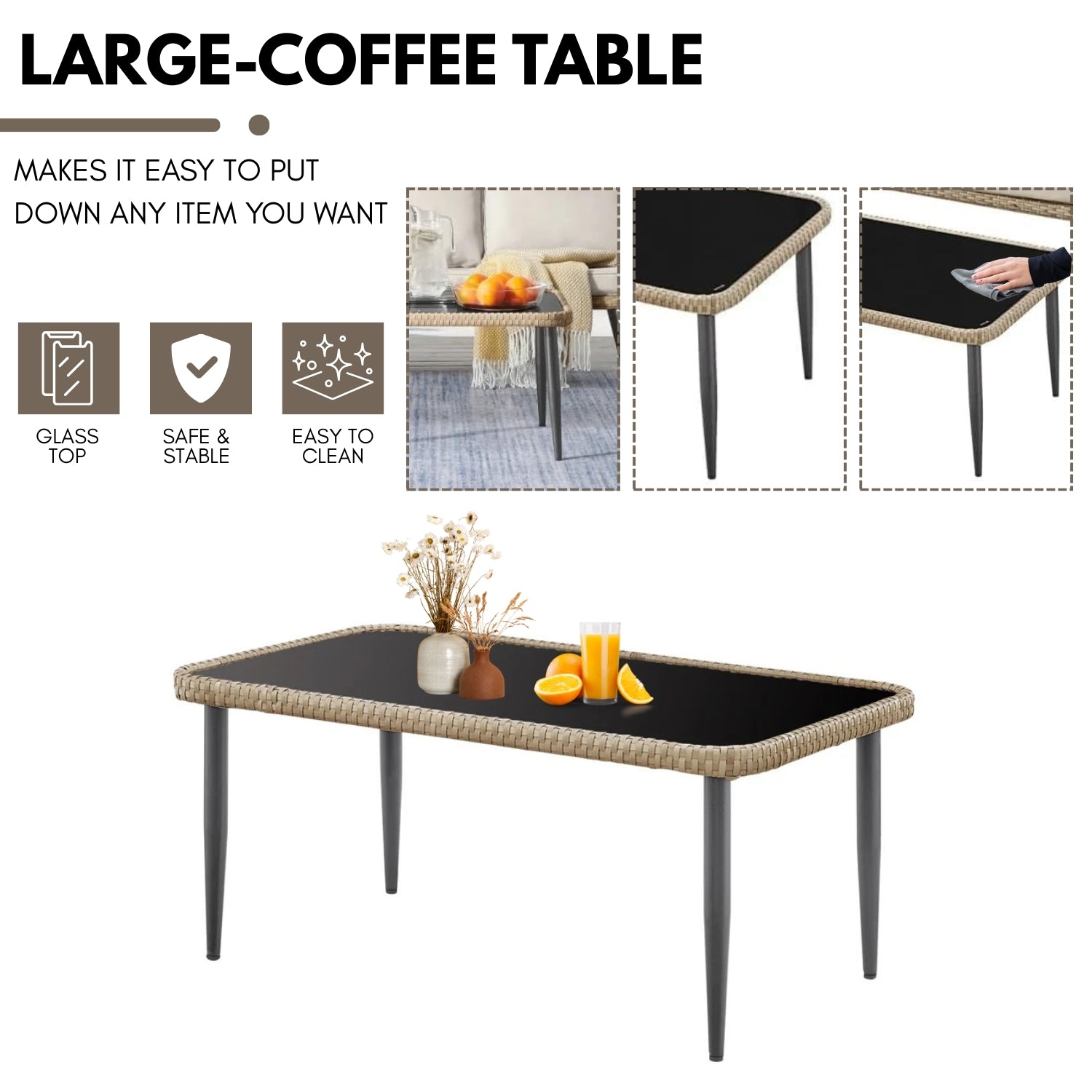 Outdoor Rope Conversation Patio Sofa Set (Beige/Cream)