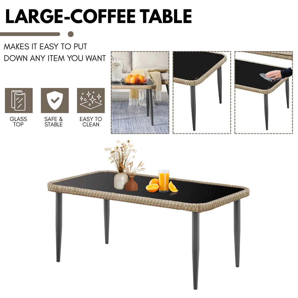 Outdoor Rope Conversation Patio Sofa Set (Beige/Cream)