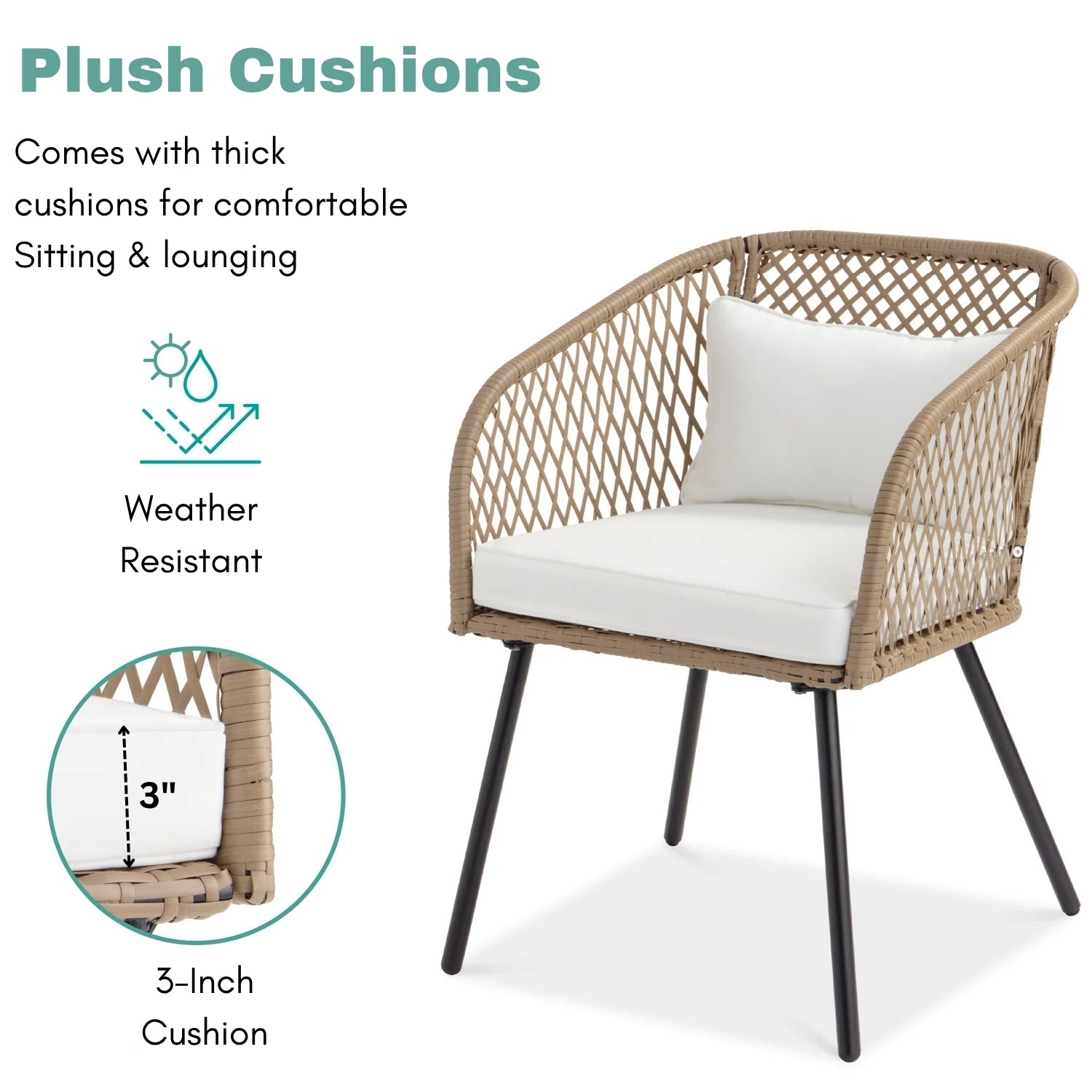 Outdoor Wicker 3-Piece Patio Set