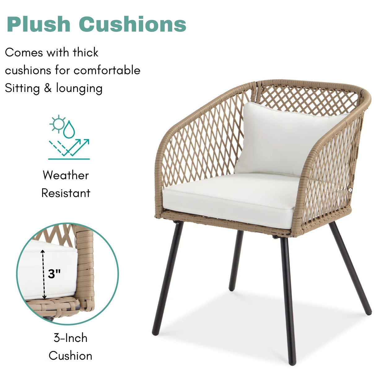 Outdoor Wicker 3-Piece Patio Set