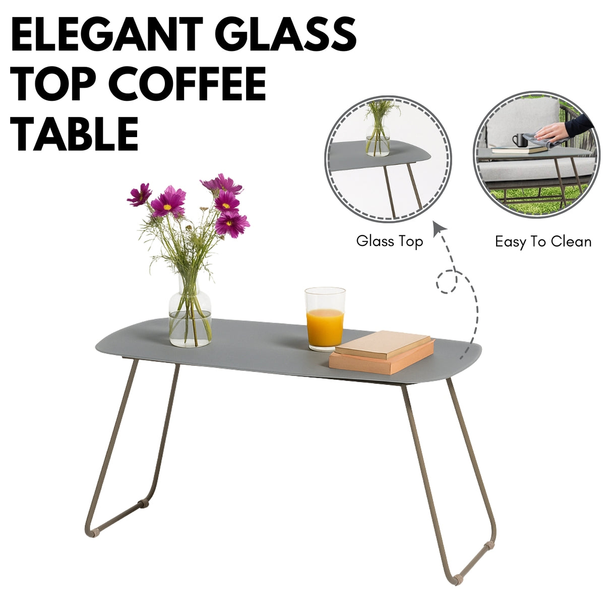 Outdoor Rope 4-Piece Patio Sofa Set with Glass Top Tables