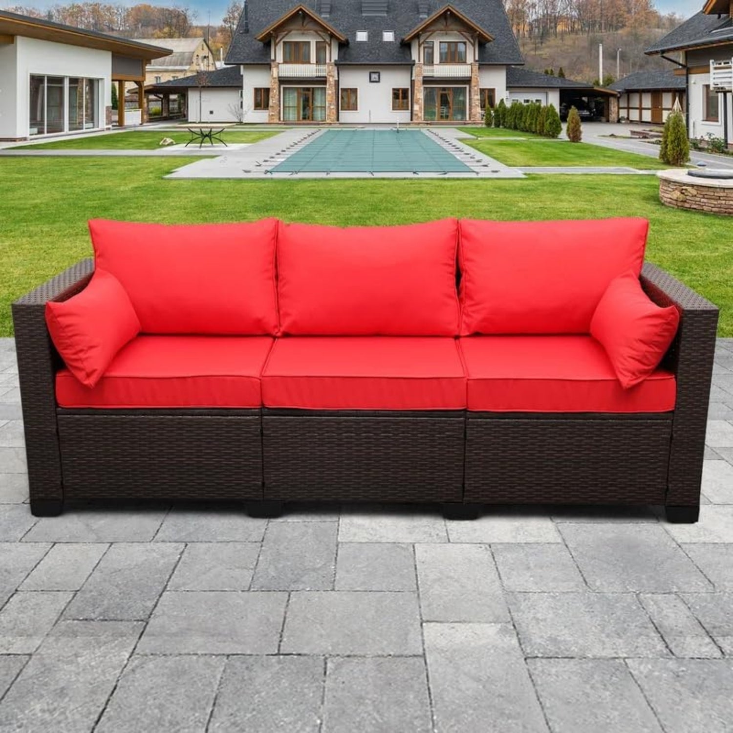 3-Seater Outdoor Rattan Wicker Patio Sofa