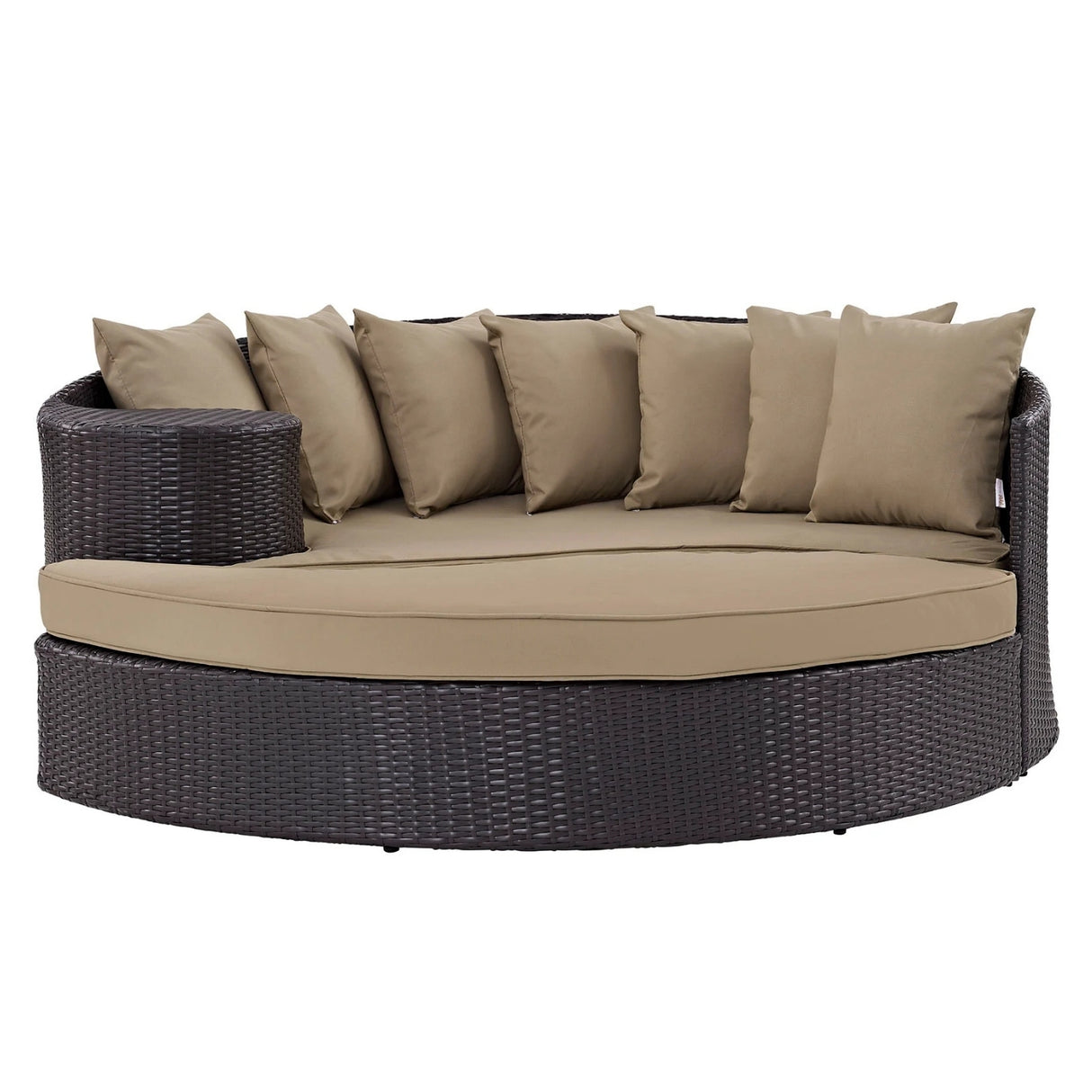 Outdoor Rattan Wicker Daybed (Dark Brown & Beige)