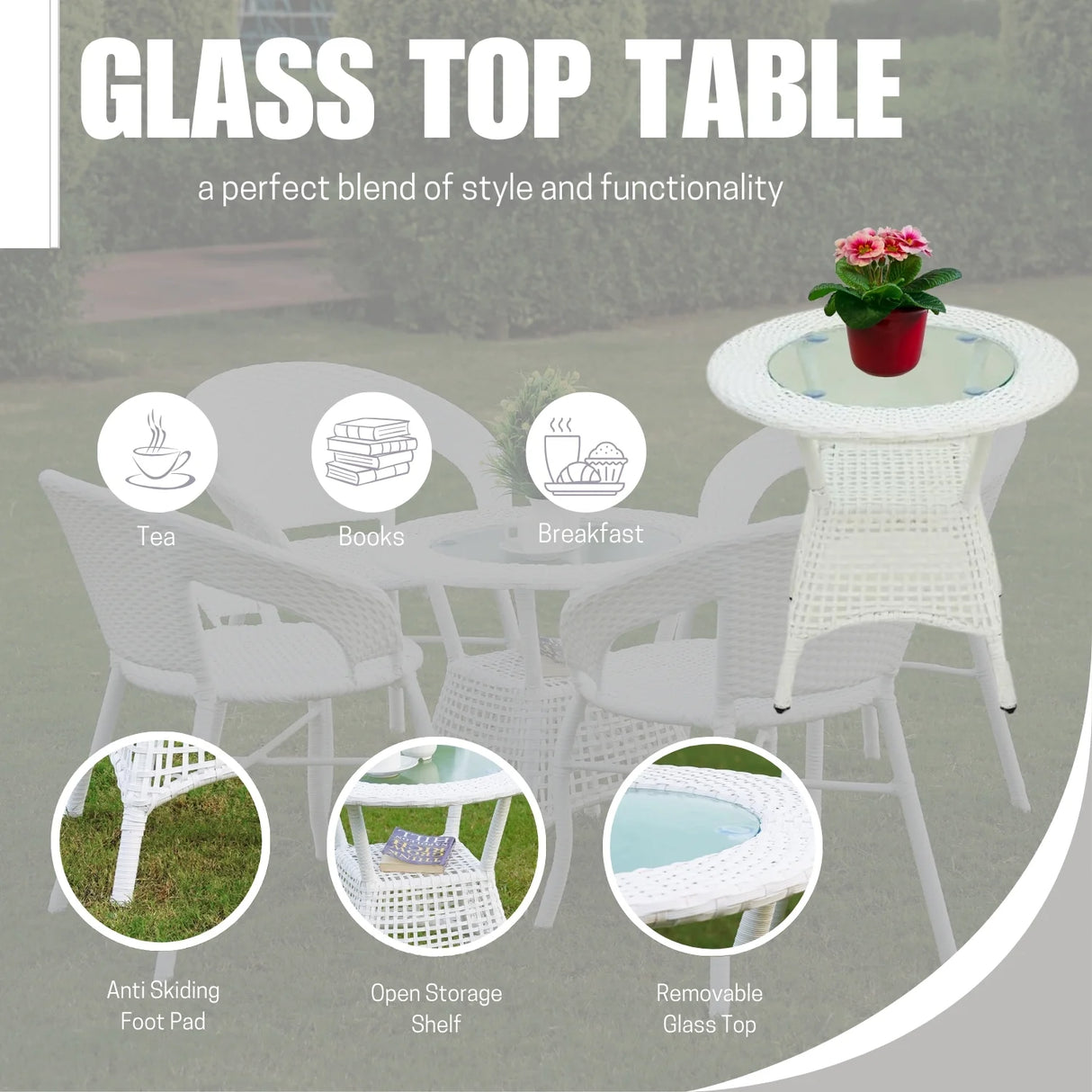 5-Piece Outdoor Rattan Wicker Patio Bistro Set