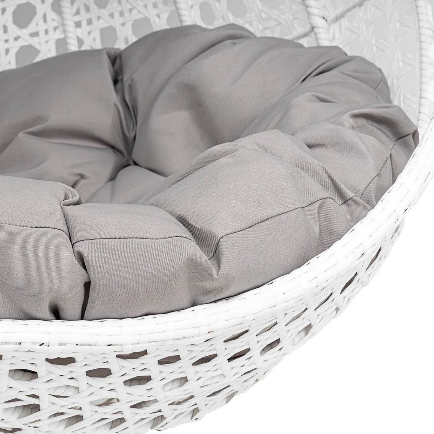 Double Seater Rattan & Wicker Swing (White & Grey)