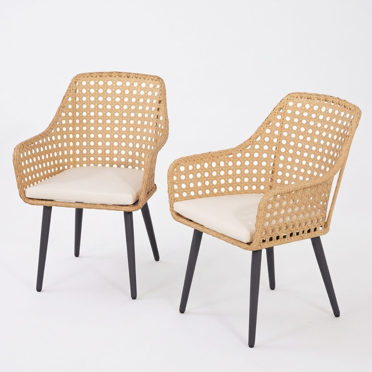 2-Piece Outdoor Rattan Wicker Patio Dining Chairs