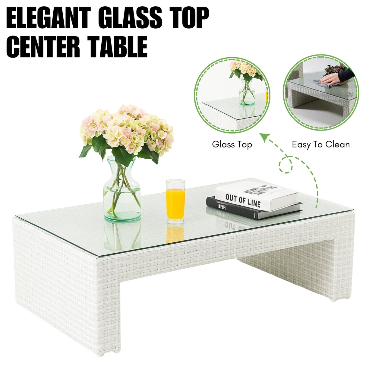 4-Piece Outdoor Rattan Wicker Patio Sofa Set