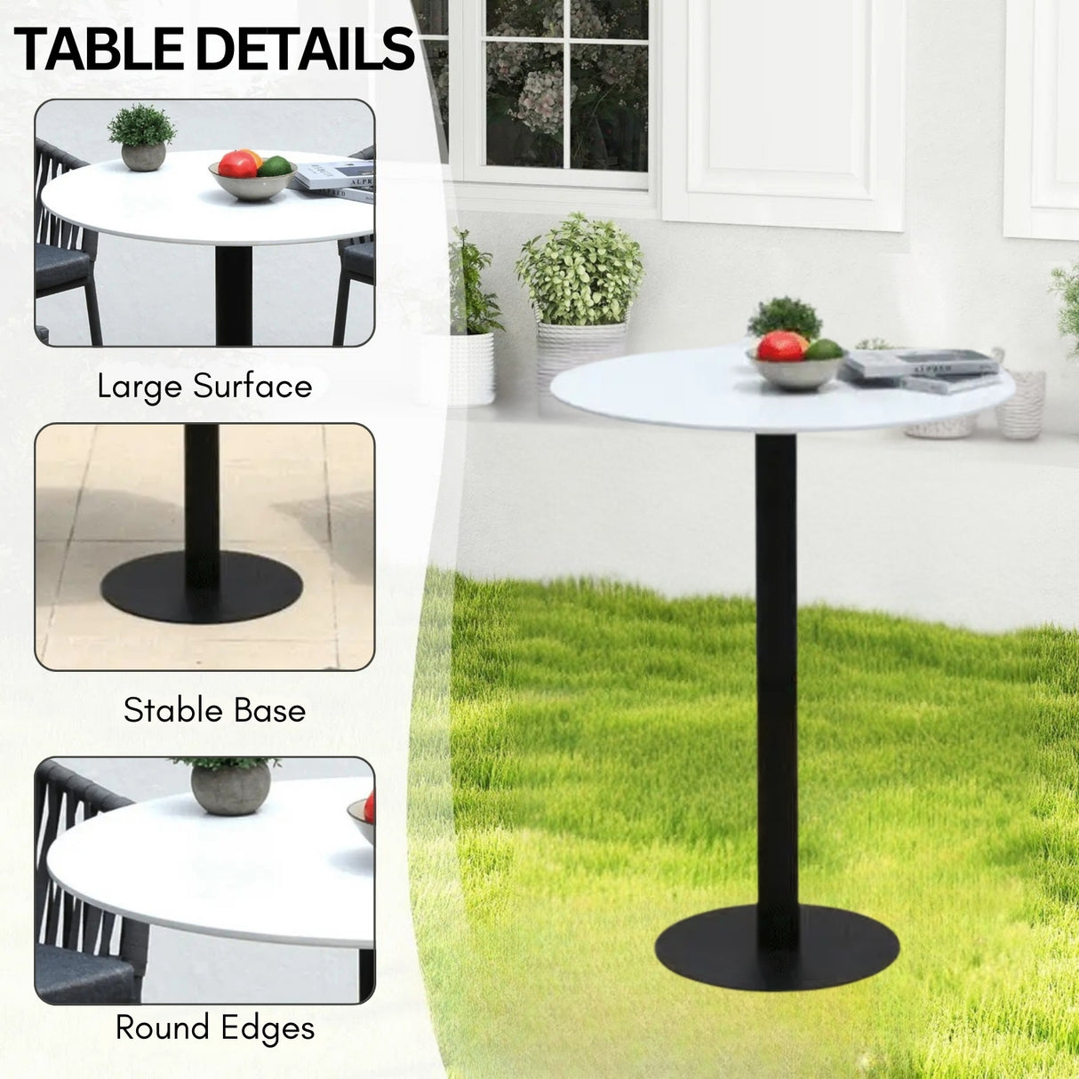 Outdoor Rope 5-Piece Bar Set With a High-Top Round Table